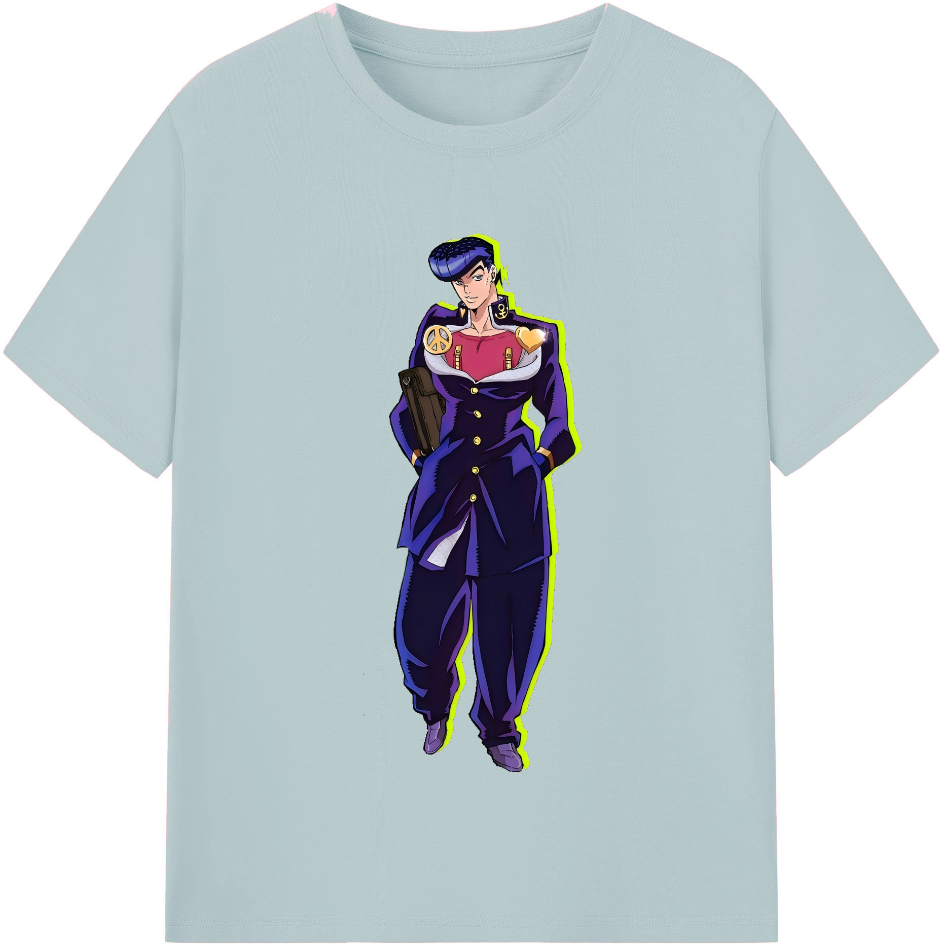（画像用） ジョジョの奇妙な冒険 ひがしかた じょうすけ JoJo's Bizarre Adventure Higashikata Josuke 綿100％半袖Tシャツ（フロントプリント）